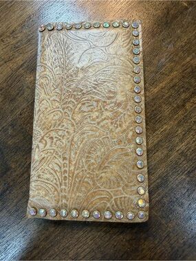 Keep It Gypsy Embellished Embossed Leather Journal - Tan with Iridescent Studs